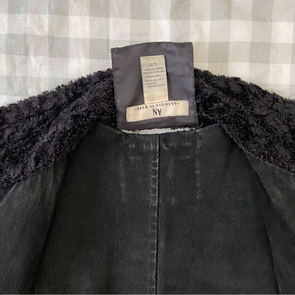 VINTAGE black Amerique du Nord reversible leather vest Large faux fur sleeveless - Picture 6 of 13